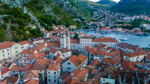 Preview: Discovering the charming rooftops of Kotor, Montenegro under a golden sunset