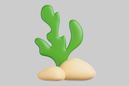 Preview: Bright green algae with smooth stones