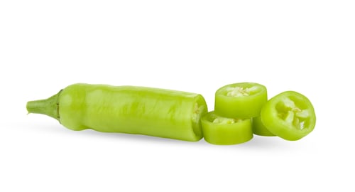 Preview: green chili pepper on white background