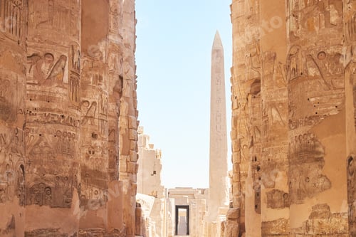 Preview: Karnak temples complex in Luxor - ancient Thebes. Pillars with Egyptian hieroglyphs