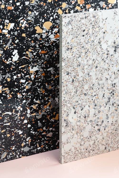 Preview: The texture of Terrazio in different colors is light and dark.