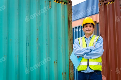 Preview: male engineers in a container shipping company Consulting
