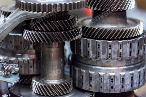 Preview: Close-up helical gears in car automatic transmission