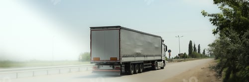 Preview: Truck rides on the highway. Trucker work
