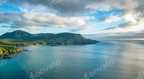 Preview: Rocky shore on Pacific Ocean West Coast. Sunny Day. Vancouver Island, BC, Canada.