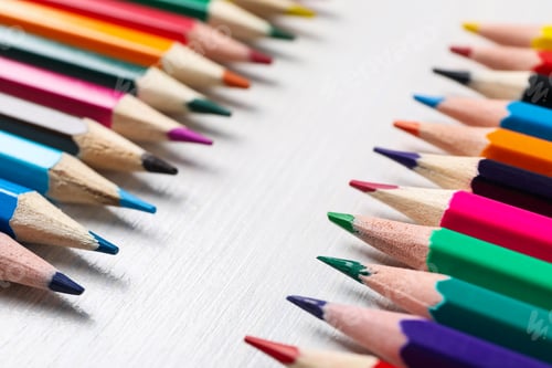 Preview: Concept of supplies for drawing - Colorful pencils