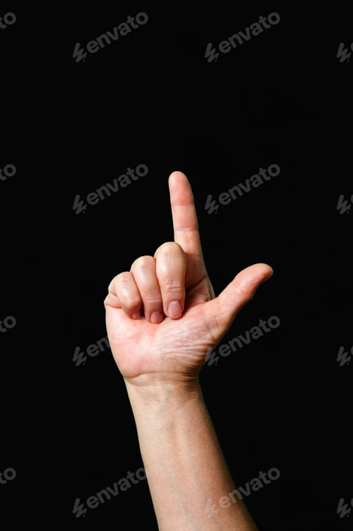 Preview: Letter L International sign language dark background