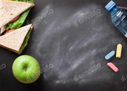 Healthy Lunch on a Chalkboard for School