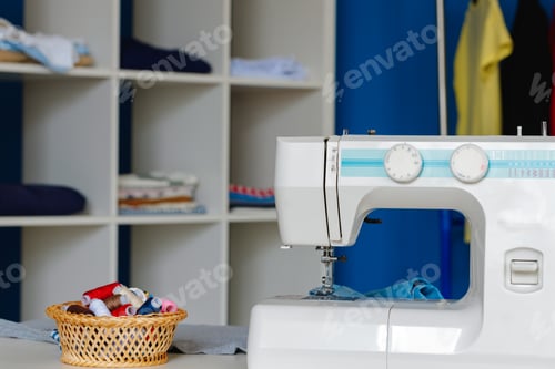 Preview: Electric sewing machine in a seamstress office