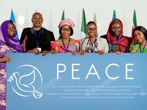 Preview: Diverse People Show Peace Board Placard