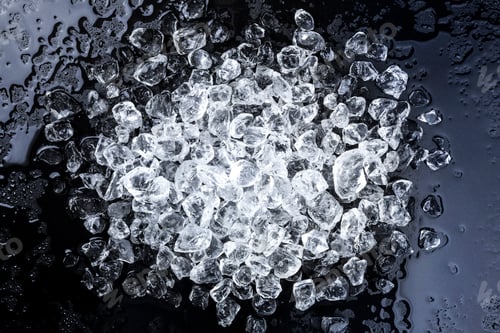 Preview: Crushed ice on black background. Top view