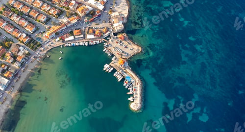 Preview: Aerial drone footage; The town of Mordogan, Karaburun - Izmir