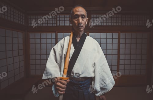 Preview: Senior martial art master in his dojo