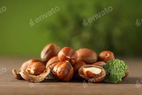 Preview: Healthy food and healthy nutrition concept, nuts - hazelnut