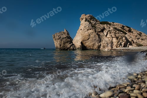 Preview: Aphrodite's Rock beach. Petra tou Romiou is the birthplace of Goddess Aphrodite. Pahos, Cyprus