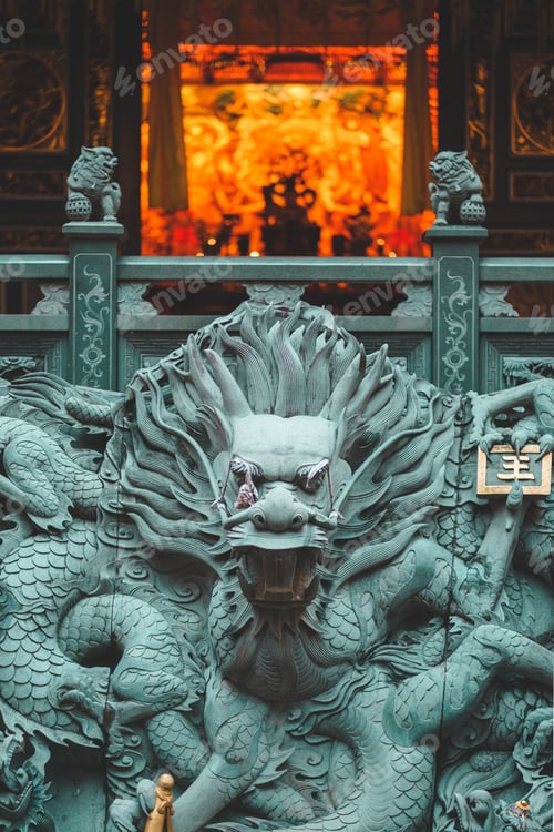 Preview: Dragon carving in a chinese temple.