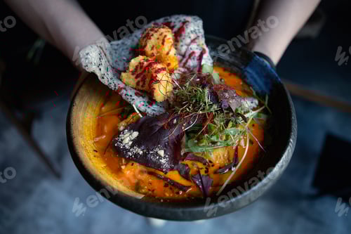 Preview: Man eating healthy asian soup