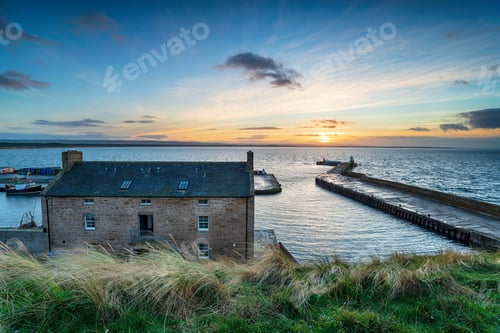 Preview: Sunset over the harbour at Burghead