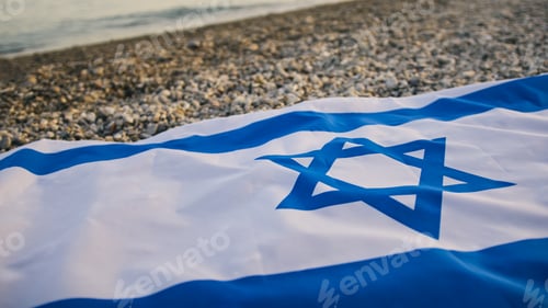 Preview: Flag of Israel outdoor on the beach