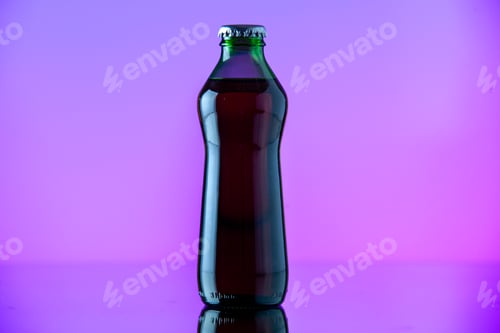 Preview: front view soda drink glass bottle on light purple background