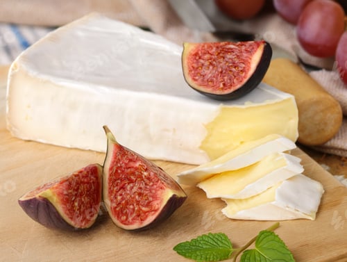 Preview: brie camembert cheese on a wooden board