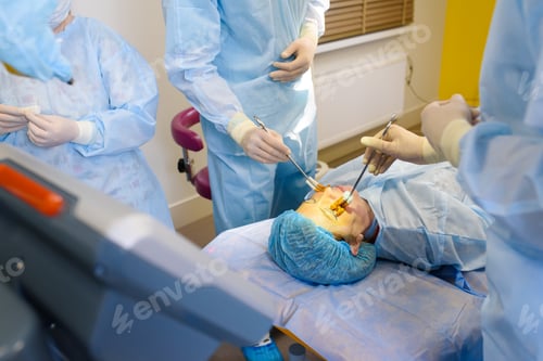 Preview: Plastic surgery operation for correcting defects of the eyelids. Laser Blepharoplasty.