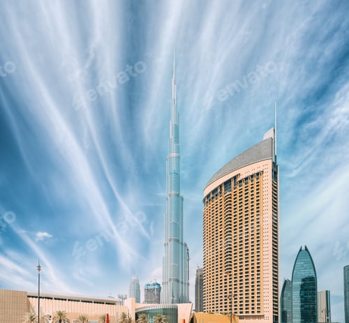 Preview: View of hotel Address Dubai Marina, Dubai mall and Burj Khalifa