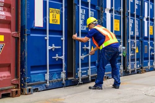 Preview: Warehouse engineer working at container yard