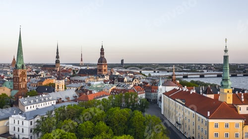 Preview: Aerial view of Riga before sunset