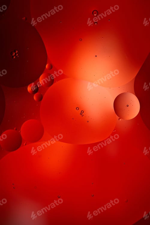 Preview: Beautiful red color abstract background from mixed water and oil bubbles