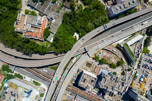 Preview: Kwun Tong, Hong Kong 06 September 2019: Drone fly over view of Hong Kong city