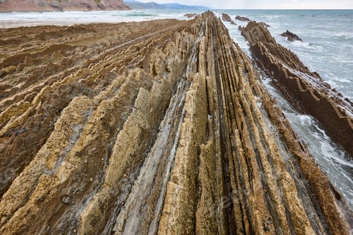 Preview: Flysch dramatic rock coastline formation basque country in Zumaia, Euskadi