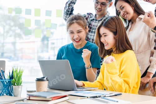 Preview: Excited entrepreneurs are successful and business people achieve goals.