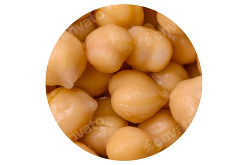 Preview: Delicious canned chickpeas in a ceramic plate on a dark concrete background