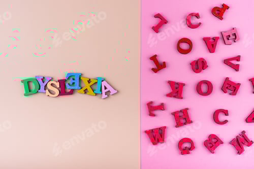 Preview: Dyslexia awareness concept with letters