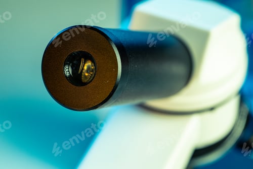 Preview: Peephole (optical part) of a lab microscope close up