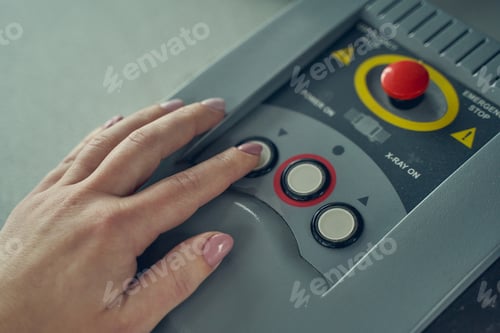 Preview: Close up of female pushing the button
