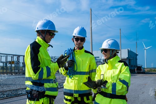 Preview: Engineers with equipment assessing wind farm site
