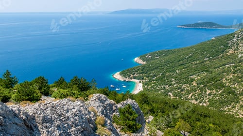 Preview: High angle seascape image of amazing beach in Lubenice, Cres, Croatia.