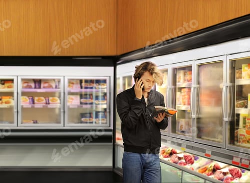 Preview: Man Choosing Frozen Food From A Supermarket Freezer