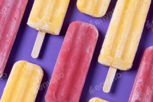 Preview: Red strawberry popsicles and yellow popsicles