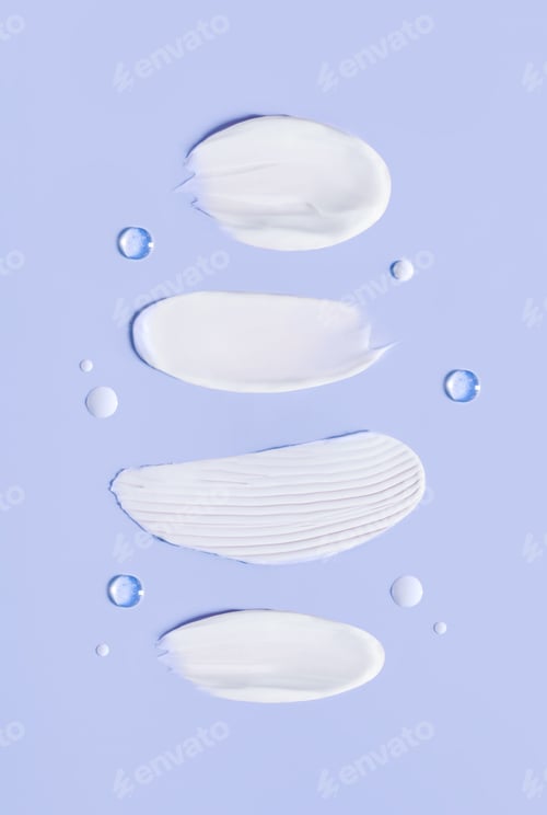 Preview: banner cosmetic smears cream texture on pastel background