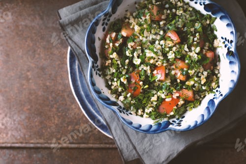 Preview: Vegetarian salad Tabbouleh with bulgur, mint and parsley