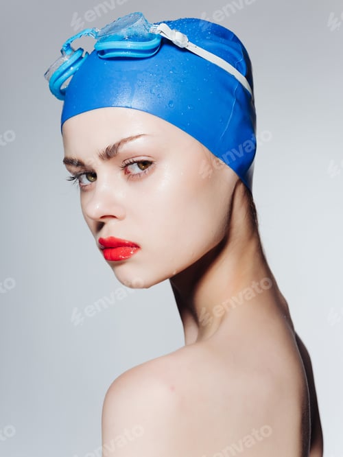 Preview: athletic woman naked shoulders workout emotions swimming