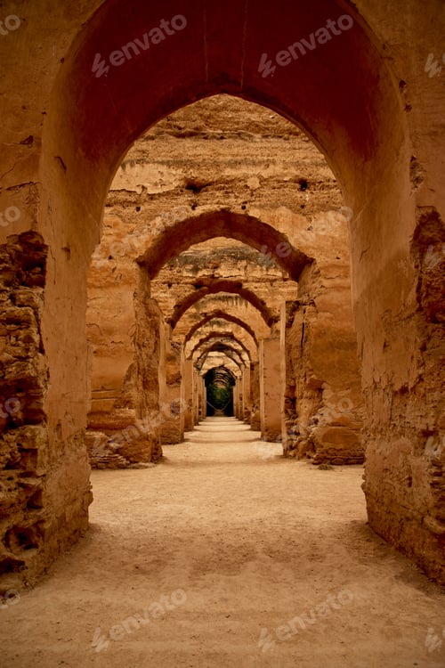 Preview: Vertical shot of the inside of the Royal Stables in Morocco