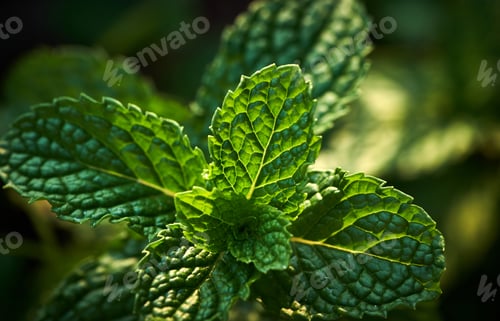 Preview: Mint leaves with sunlight
