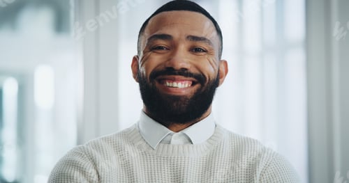 Preview: Smile, confident and portrait of businessman in office with positive attitude for legal career. Hap