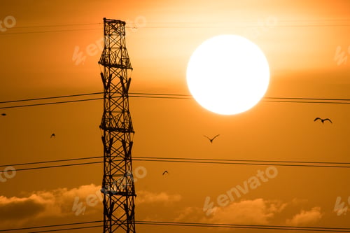 Preview: silhouette of high voltage electrical pole structure