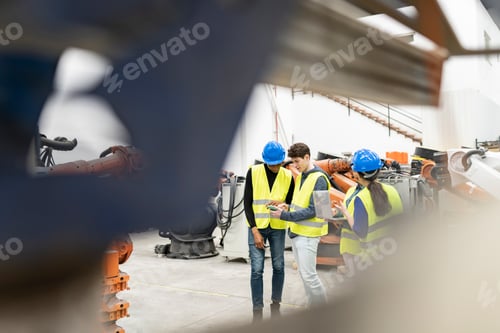 Preview: workers of a robotics company, engineers talking