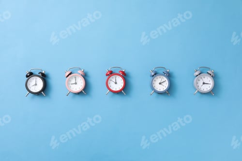 Preview: Concept of sleep and wake up with alarm clocks